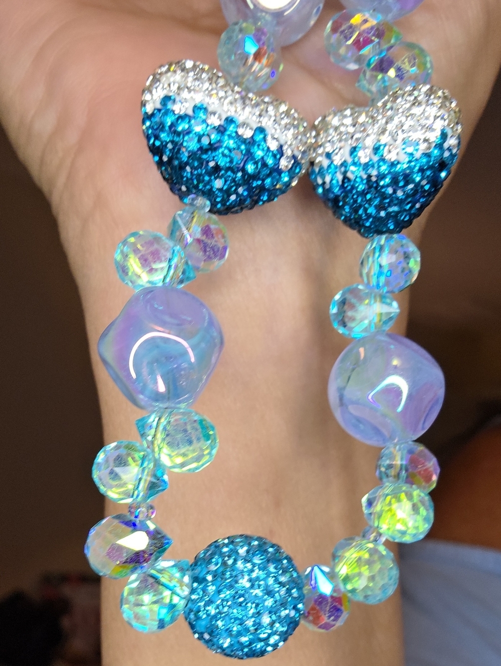 Sparkling Blue Crystal Heart Wristlet - Women Jewelry